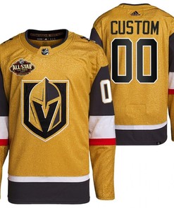 Men Vegas Golden Knights 00 Custom Primegreen Gold Jersey 2023 All-Star Jersey - Robokeg