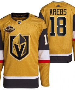 Men Vegas Golden Knights 18 Peyton Krebs Primegreen Gold Jersey 2023 All-Star Jersey - Robokeg