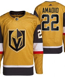 Men Vegas Golden Knights 22 Michael Amadio Home Gold Jersey 2023 Primegreen Jersey - Robokeg