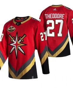 Men Vegas Golden Knights 27 Shea Theodore 2023 All-Star Red Jersey Reverse Retro Jersey - Robokeg