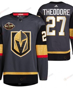 Men Vegas Golden Knights 27 Shea Theodore Alternate Primegreen Black Jersey 2023 All-Star Jersey - Robokeg