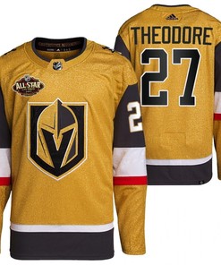Men Vegas Golden Knights 27 Shea Theodore Primegreen Gold Jersey 2023 All-Star Jersey - Robokeg