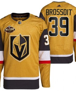 Men Vegas Golden Knights 39 Laurent Brossoit Primegreen Gold Jersey 2023 All-Star Jersey - Robokeg