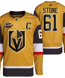 Men Vegas Golden Knights 61 Mark Stone Primegreen Gold Jersey 2023 All-Star Jersey - Robokeg