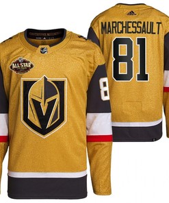 Men Vegas Golden Knights 81 Jonathan Marchessault Primegreen Gold Jersey 2023 All-Star Jersey - Robokeg