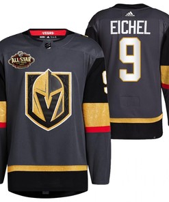 Men Vegas Golden Knights 9 Jack Eichel Home Primegreen Black Jersey 2023 All-Star Jersey - Robokeg
