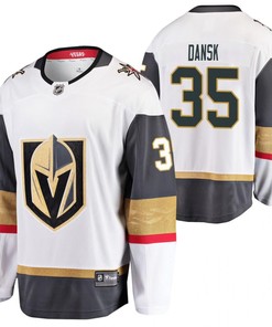 Men Vegas Golden Knights Oscar Dansk 35 Away Breakaway Player White Jersey Jersey - Robokeg