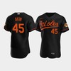 Men's Baltimore Orioles 45 Keegan Akin Black Alternate Jersey - Robokeg