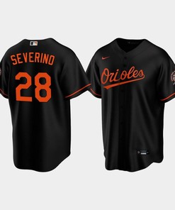 Men's Baltimore Orioles Pedro Severino 28 Alternate Black Jersey - Robokeg