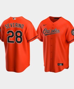Men's Baltimore Orioles Pedro Severino 28 Alternate Team Orange Jersey - Robokeg