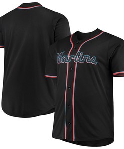 Men's Black Miami Marlins Big & Tall Alternate Team Jersey - Robokeg