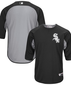 Men's Black/Gray Chicago White Sox Collection On-Field 3/4-Sleeve Batting Practice Jersey - Robokeg