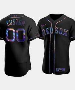 Men's Boston Red Sox 00 Custom Black Golden Edition Holographic Jersey - Robokeg