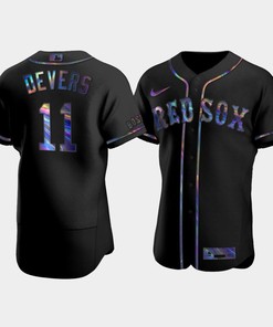 Men's Boston Red Sox 11 Rafael Devers Black Golden Edition Holographic Jersey - Robokeg