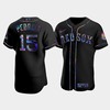 Men's Boston Red Sox 15 Dustin Pedroia Black Golden Edition Holographic Jersey - Robokeg