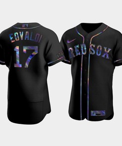 Men's Boston Red Sox 17 Nathan Eovaldi Black Golden Edition Holographic Jersey - Robokeg