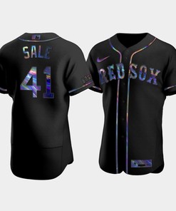 Men's Boston Red Sox 41 Chris Sale Black Golden Edition Holographic Jersey - Robokeg