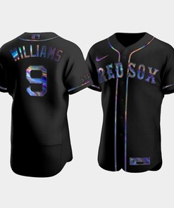 Men's Boston Red Sox 9 Ted Williams Black Golden Edition Holographic Jersey - Robokeg