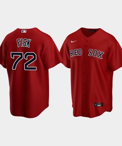 Men's Boston Red Sox Carlton Fisk 72 Red Alternate Jersey - Robokeg
