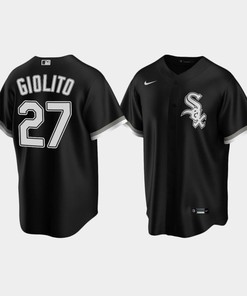 Men's Chicago White Sox 27 Lucas Giolito Black Alternate Jersey - Robokeg