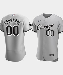 Men's Chicago White Sox Custom Gray MR Patch Player Jersey - Robokeg