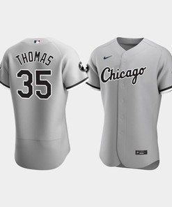 Men's Chicago White Sox Frank Thomas 35 Gray MR Patch Jersey - Robokeg