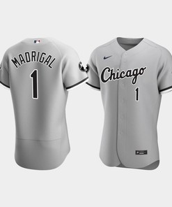 Men's Chicago White Sox Nick Madrigal 1 Gray MR Patch Player Jersey - Robokeg