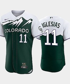 Men's Colorado Rockies 11 Jose Iglesias 2022-23 City Connect Green Jersey - Robokeg