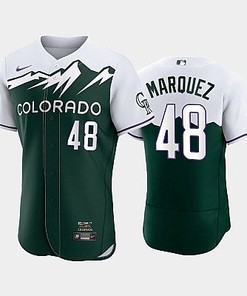 Men's Colorado Rockies 48 German Marquez 2022-23 City Connect Green Jersey - Robokeg