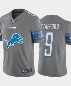 Mens Detroit Lions #9 Matthew Stafford Grey Team Big Logo Limited Stitched Nfl Jersey - Robokeg
