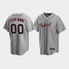 Men's Detroit Tigers 00 Custom Gray Road Jersey - Robokeg