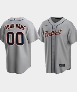 Men's Detroit Tigers 00 Custom Gray Road Jersey - Robokeg