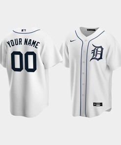Men's Detroit Tigers 00 Custom White Home Jersey - Robokeg