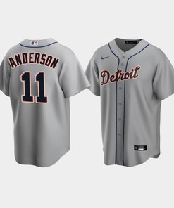 Men's Detroit Tigers 11 Sparky Anderson Gray Road Jersey - Robokeg