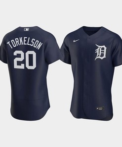 Men's Detroit Tigers 20 Spencer Torkelson Navy Alternate Jersey - Robokeg