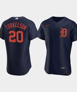 Men's Detroit Tigers 20 Spencer Torkelson Navy Alternate Team Jersey - Robokeg