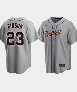 Men's Detroit Tigers 23 Kirk Gibson Gray Road Jersey - Robokeg