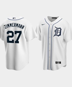 Men's Detroit Tigers 27 Jordan Zimmermann White Home Jersey - Robokeg