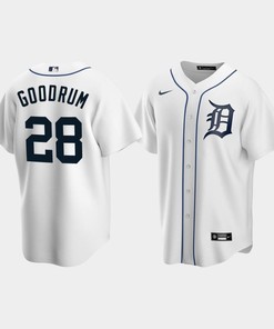 Men's Detroit Tigers 28 Niko Goodrum White Home Jersey - Robokeg