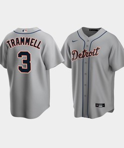 Men's Detroit Tigers 3 Alan Trammell Gray Road Jersey - Robokeg