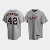 Men's Detroit Tigers 42 Jackie Robinson Gray Road Jersey - Robokeg