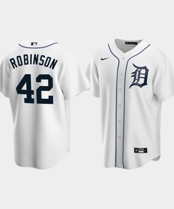 Men's Detroit Tigers 42 Jackie Robinson White Home Jersey - Robokeg