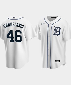 Men's Detroit Tigers 46 Jeimer Candelario White Home Jersey - Robokeg
