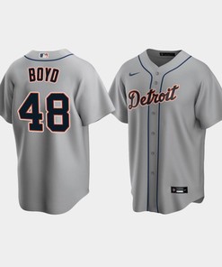 Men's Detroit Tigers 48 Matthew Boyd Gray Road Jersey - Robokeg