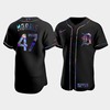 Men's Detroit Tigers Jack Morris 47 Black Golden Edition Holographic Jersey - Robokeg