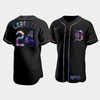 Men's Detroit Tigers Miguel Cabrera 24 Black Golden Edition Holographic Jersey - Robokeg