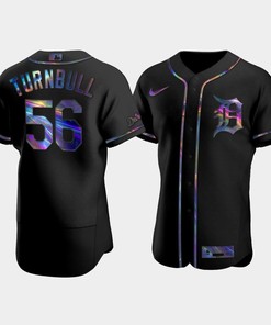 Men's Detroit Tigers Spencer Turnbull 56 Black Golden Edition Holographic Jersey - Robokeg