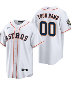 Men's Houston Astros Custom 00 White 2022-23 World Series Jersey - Robokeg