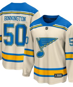 Men's Jordan Binnington Cream St. Louis Blues 2022 Winter Classic Breakaway Player Jersey Jersey - Robokeg