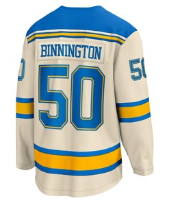 Men's Jordan Binnington Cream St. Louis Blues 2022 Winter Classic Breakaway Player Jersey Jersey - Robokeg